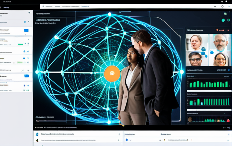 **

A diverse team of professionals collaborating around a holographic display of interconnected data nodes, symbolizing a knowledge management system. The display highlights AI-driven automatic categorization, personalized search results, and a clean, intuitive user interface. Emphasize user satisfaction and efficient information access. Consider using a color palette that evokes innovation and clarity, like blues, greens, and whites.

**