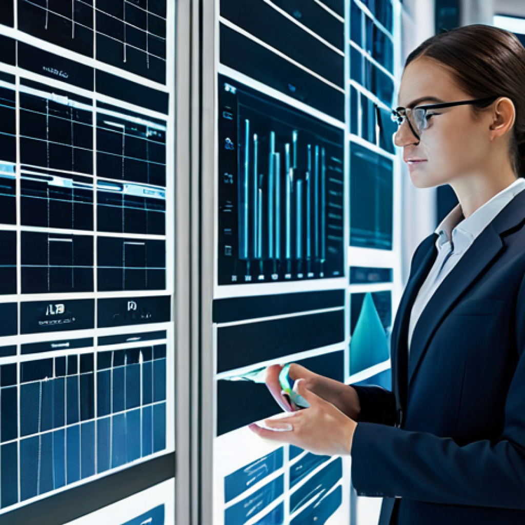 A focused female professional in a modest business blazer and slacks, standing in a brightly lit, modern digital archive facility. Holographic interfaces display streams of data being automatically classified and organized into neat categories, transforming from a background of abstract, chaotic data visualizations into clear, structured information. The atmosphere is one of serene efficiency and clarity, showcasing a seamless transition from data clutter to perfect order. Professional photography, clean sharp focus, futuristic aesthetic, safe for work, appropriate content, fully clothed, modest clothing, perfect anatomy, correct proportions, natural pose, well-formed hands, proper finger count, natural body proportions, professional.