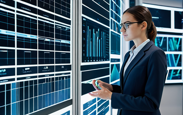 A focused female professional in a modest business blazer and slacks, standing in a brightly lit, modern digital archive facility. Holographic interfaces display streams of data being automatically classified and organized into neat categories, transforming from a background of abstract, chaotic data visualizations into clear, structured information. The atmosphere is one of serene efficiency and clarity, showcasing a seamless transition from data clutter to perfect order. Professional photography, clean sharp focus, futuristic aesthetic, safe for work, appropriate content, fully clothed, modest clothing, perfect anatomy, correct proportions, natural pose, well-formed hands, proper finger count, natural body proportions, professional.
