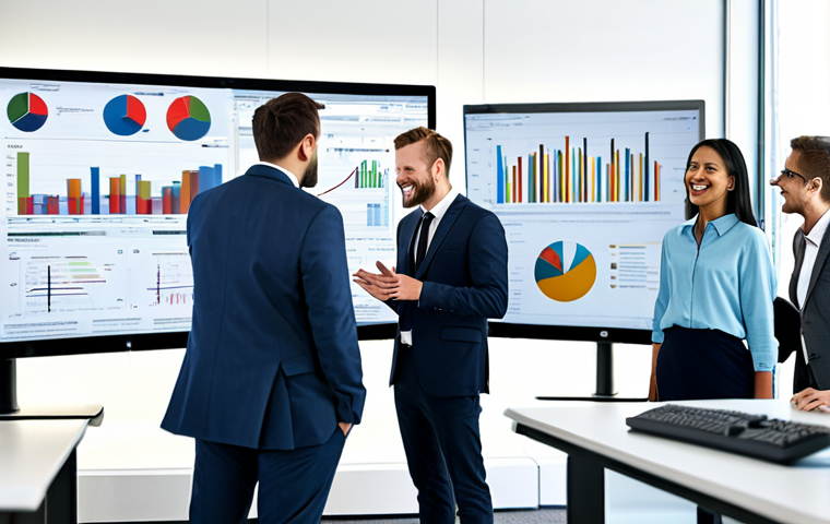 **

"A diverse team of professionals collaboratively analyzing data on large monitors in a modern, brightly lit office. The scene showcases the brainstorming process around benchmarking results.  Data visualizations (charts, graphs) are prominently displayed. Everyone is fully clothed in appropriate business attire, smiling and engaged.  Professional setting, safe for work, perfect anatomy, correct proportions, natural pose, well-formed hands, proper finger count, appropriate content, modest clothing, high quality rendering, realistic."

**