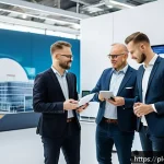 Home 22 지식 경제에서의 경쟁 우위 확보 전략 - A modern Polish industrial innovation hub in Silesia region, showcasing a diverse team of profession...