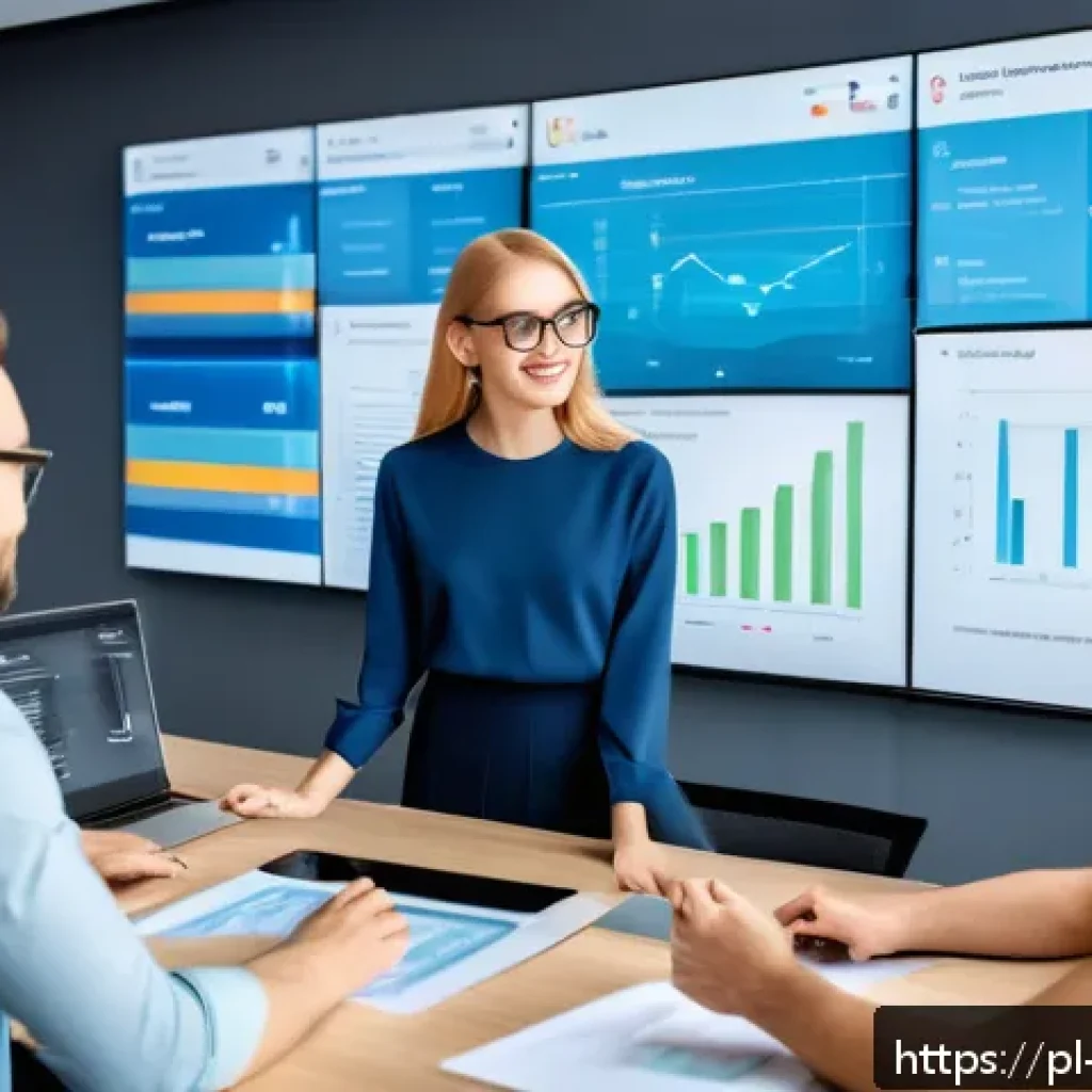 지식 구조화와 고객 경험의 연관성 - A modern office scene showing a diverse Polish customer support team collaborating around a large di...
