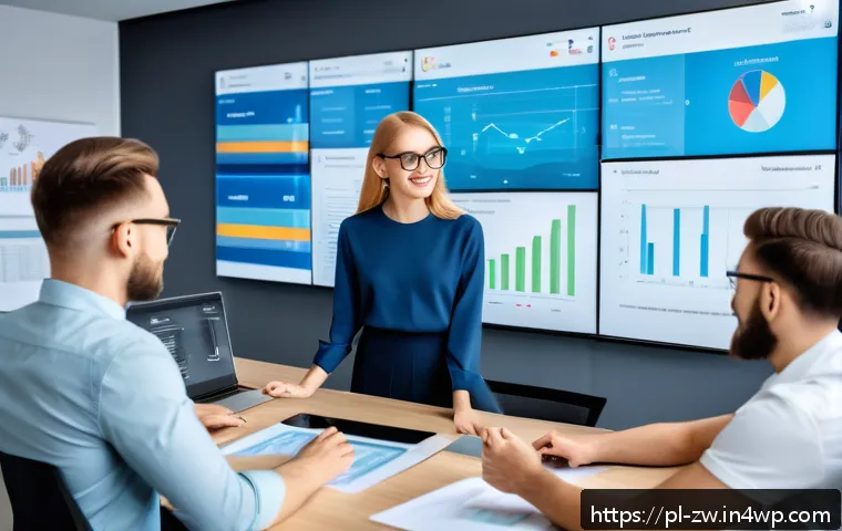 지식 구조화와 고객 경험의 연관성 - A modern office scene showing a diverse Polish customer support team collaborating around a large di...